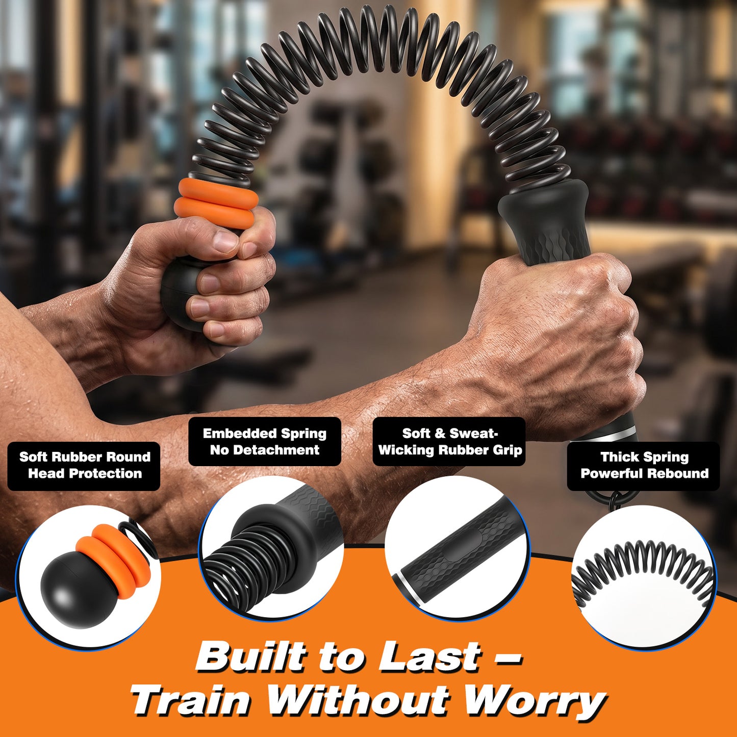 Ropeless Battle Ropes for Home Gym, 2 PCS Cordless Battle Rope with Adjustable Resistance, Low Impact Full Body Workout Equipment, Quiet Arm Core Shoulder Strength Trainer for Seniors Beginners