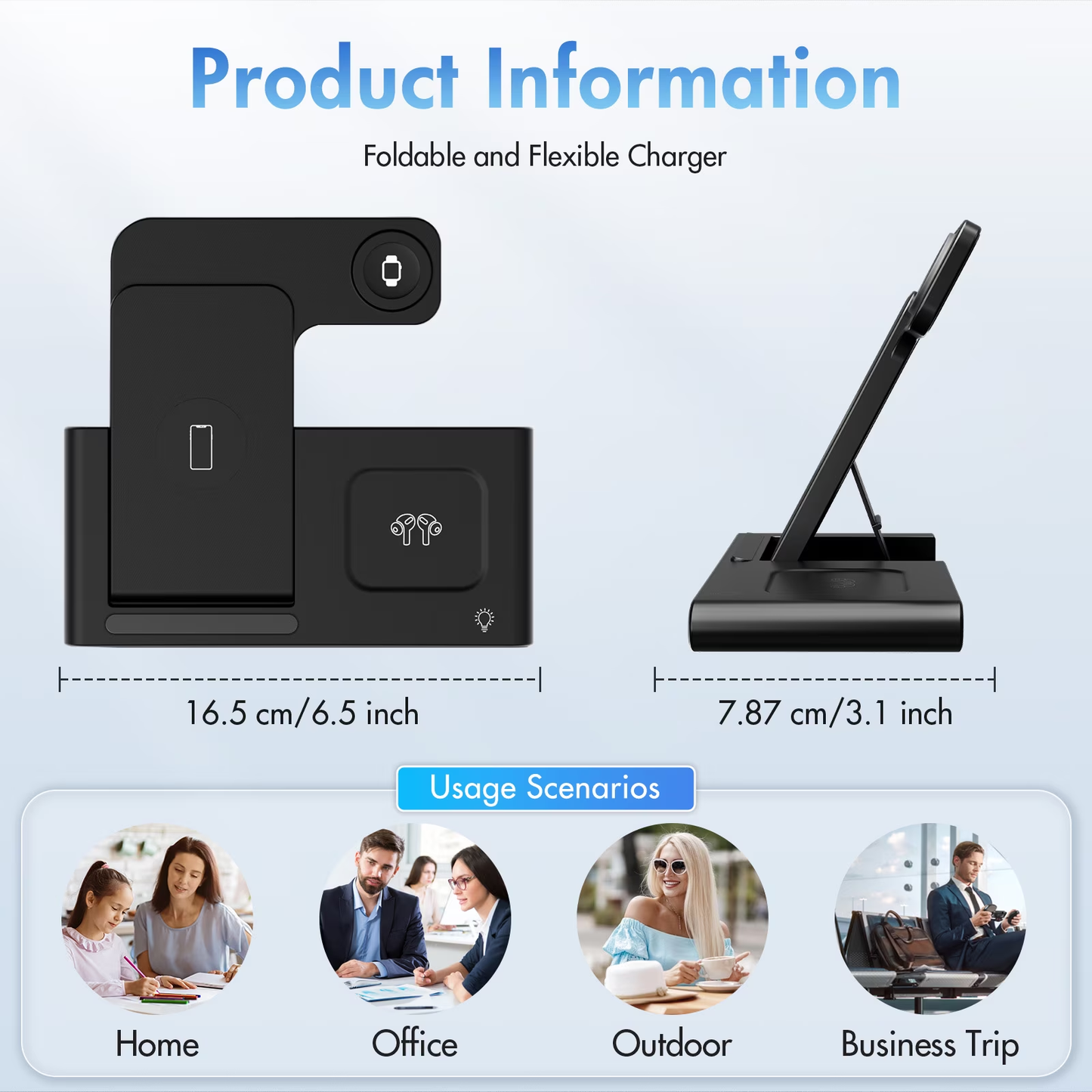 15W Wireless Charger,3 in 1 Charging Station Compatible with iPhone 17 16 15 14 13 12 11 Pro Max Plus XS XR X 8, Fast Charging Dock Compatible for Apple Watch&AirPods 4 3 Pro,NO Adapter