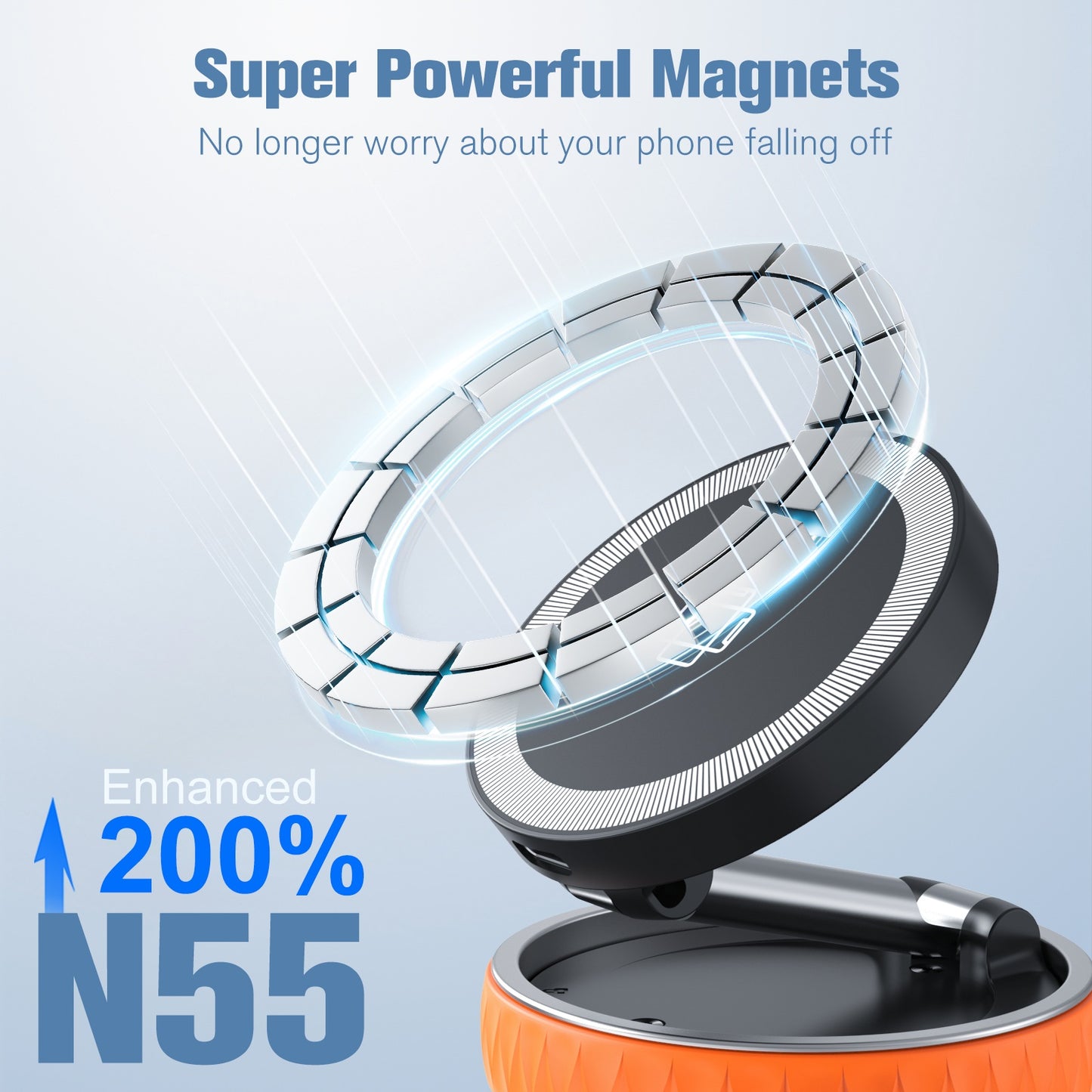 Wireless Car Charger, Ultra Magnetic Phone Holder for Car Dashboard, 15W Charging, Cell Phone Holder Charger, Car Accessories for iPhone 17 16 15 14 13 12 (Orange)