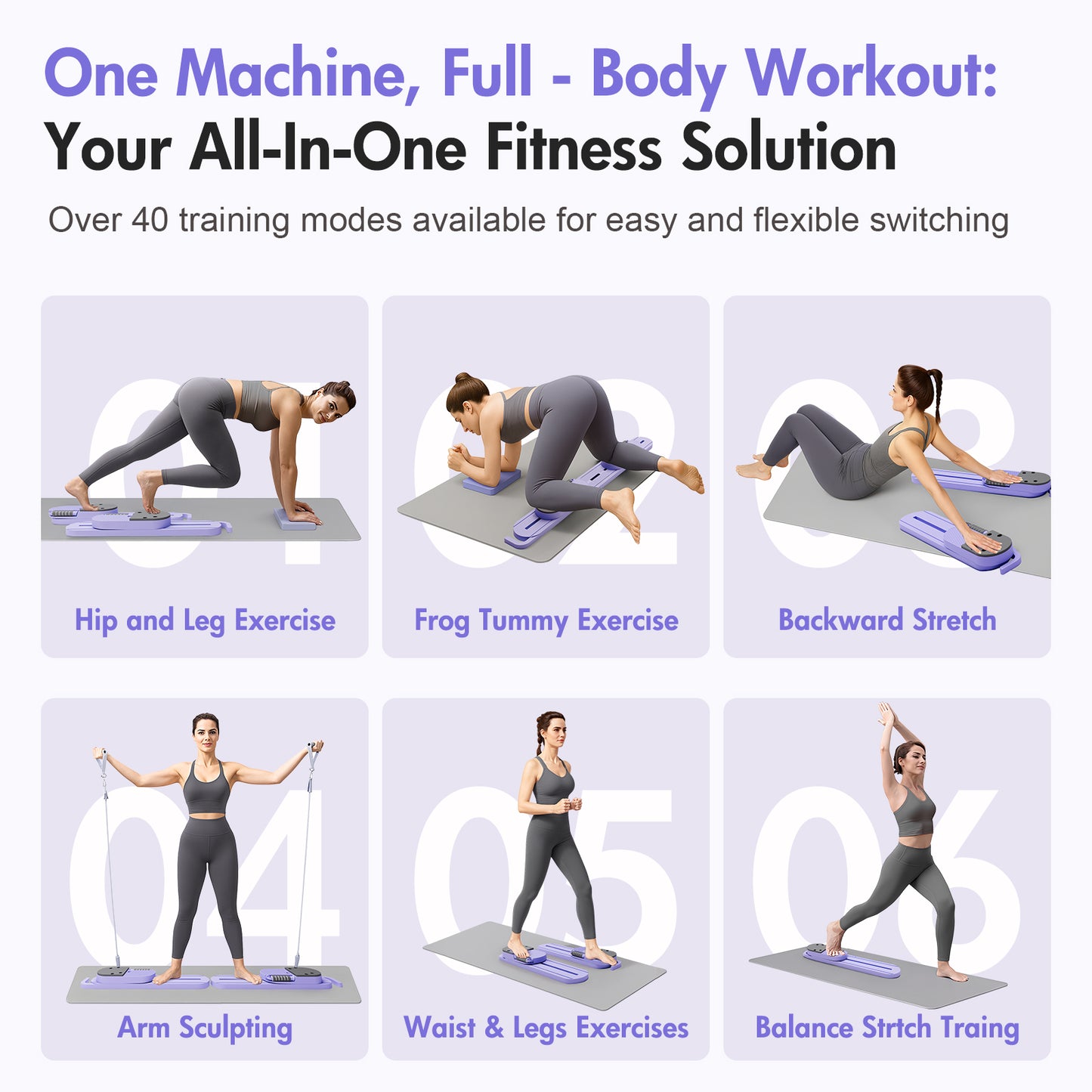 Pilates Reformer Board, Multifunctional Abdominal Board, Removable Abdominal Trainer for Home, Sliding Workout Equipment with Knee Protected