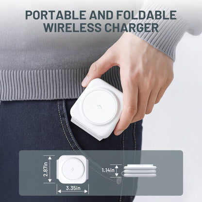 Wireless Charger, Charging Station for iphone 16 15 14 13 12 11, 15W Fodable Charging Pad for iWatch 10 9 8 7 6 5 4 3, 3 in 1 Magnetic Charger for AirPods 4 3 2, White