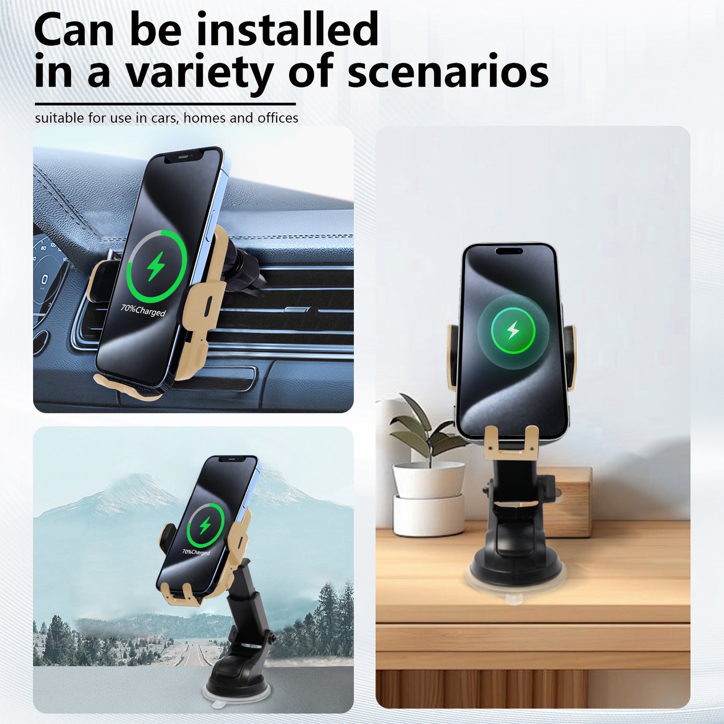 Wireless Car Charger,15W Fast Charging Auto-Clamping Car Charger Phone Mount Air Vent Cell Phone Holder for iPhone 17/16/15/14/13/Pro/12 pro/12/11,Samsung Galaxy S23/S22/S21/S20,etc