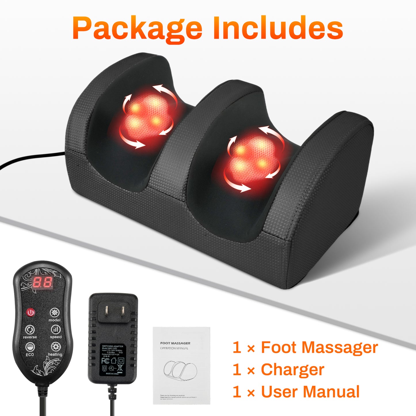 Shiatsu Foot Massager with Heat for Tired Foot Blood Circulation, FSA HSA Eligible, Black, Birthday Gifts for Mom Dad Men