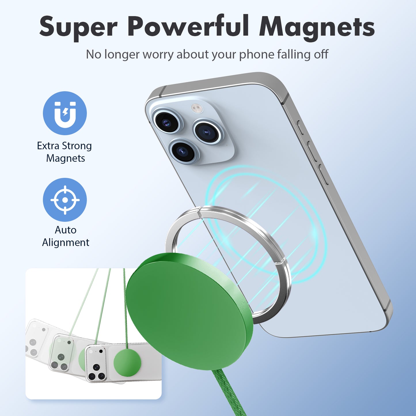 2 Pack 25W Magnetic Charger Wireless, MagSafe Fast Charging Pad for iPhone 17 17e 16 16e 15 14 13 12 Pro Max, Portable Phone Charger for Travel Bedside, Dark Green