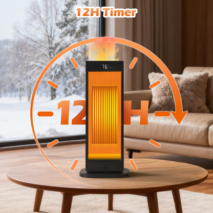1500W Portable Space Heater for Inside with Humidifier, 3 Heating Modes Ceramic Heating Tabletop Electric Heater for Indoor Use with 180° Oscillation and 12-Hour Timer for Bedroom Office Home