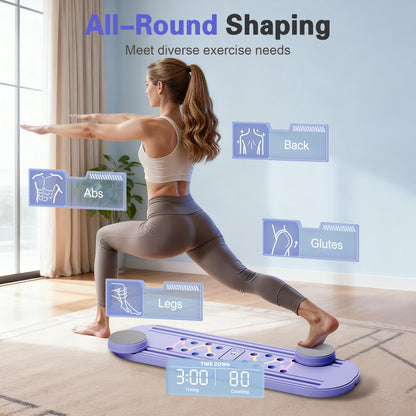 RICAN Foldable Pilates Board, Pilates Reformer Set, 15-in-1 Multifunctional Abdominal Board, Adjustable Push-Up Handles, Full Body Workout Equipment for Home, Purple