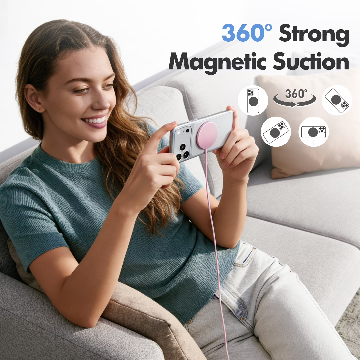 25W Magsafe Wireless Charger,  Fast Wireless Charger iPhone, Charging Pad  Compatible for iPhone 17/16/15/14/13/12, AirPods, Pink