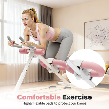 ALSO GO Ab Machine, Adjustable Ab Trainer Machine, Abdominal Workout Equipment with LED Display, 300 lb Foldable Abdominal Core Equipment with Resistance Bands, Pink