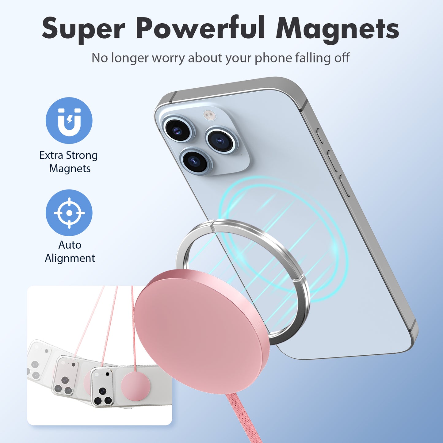 25W Wireless Magnetic Charger, MagSafe Compatible Charging Pad for iPhone 17 16 15 14 13 12 Pro Max, Portable Fast Phone Charger for Travel Bedside, Pink