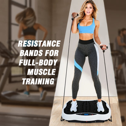 RICAN Vibration Plate Exercise Machine 330lb, Vibration Board for Lymphatic Drainage, Full Body Workout Vibrating Fitness Platform, Waver Stand for Weight Loss, White