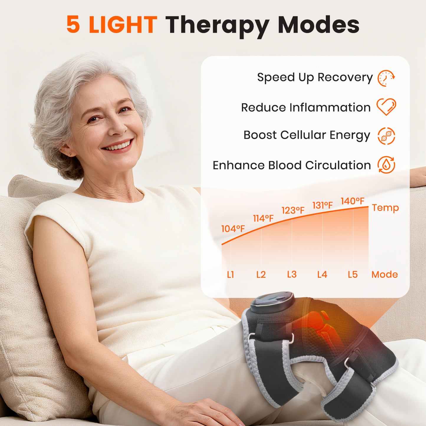 Knee Massager with Heating and Red Light, Vibration Knee Brace Wireless Rechargeable Heated Device for Knee/Joint/Elbow/Shoulder, Ideal Gift for Family