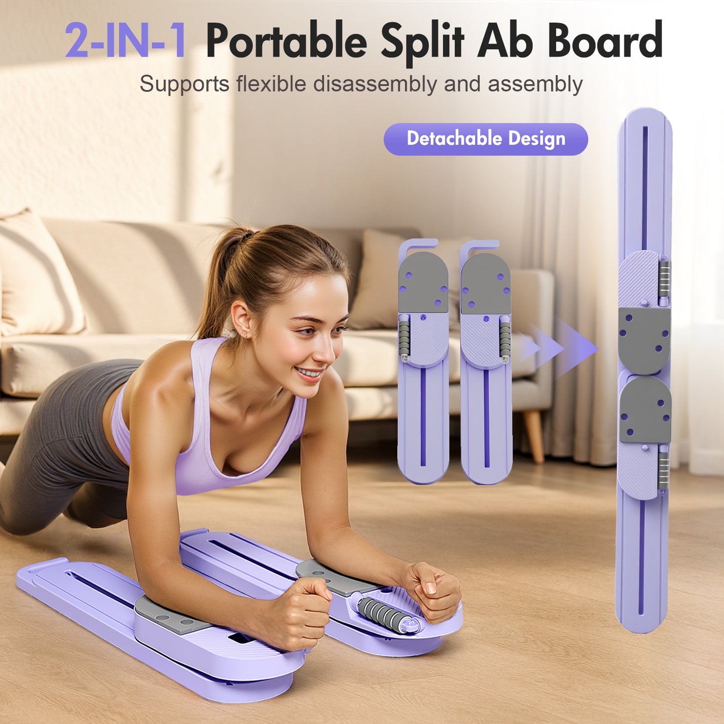 RICAN Pilates Reformer Board with Resistance Bands, Portable Pilates Machine, Full Body Workout for Home, LED Timer & Calorie Display Abdominal Board, Ab Core Strengthener Trainer