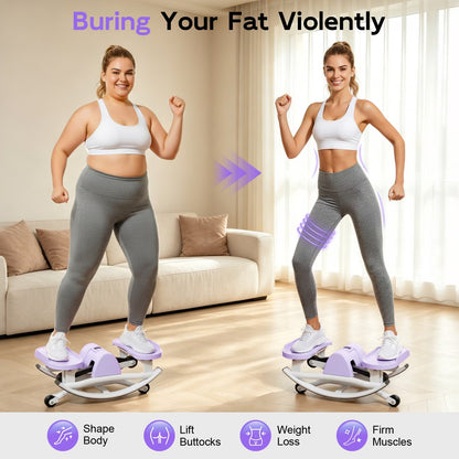 RICAN Smart Lateral Rocking Fitness Stepper, Low-Impact Portable Exercise Stepper ,Rock Stepper Machine with Digital Monitor, Resistance Bands & Floor Mat, Purple
