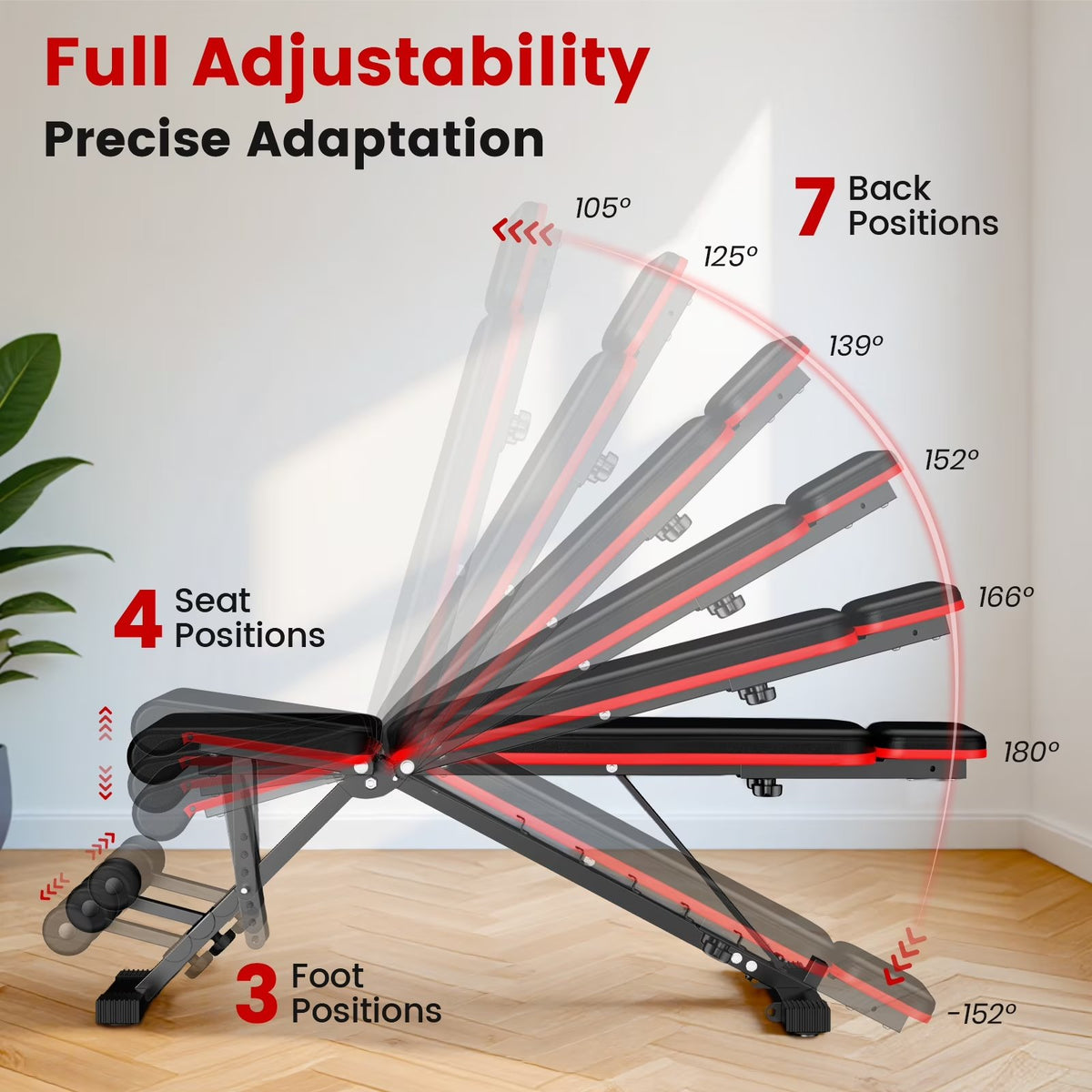 Adjustable Weight Bench, 3 in 1 Workout Bench, Foldable Workout Bench for Adult, Strength Training Bench for Full Body Workout with 800lbs Weight Capacity