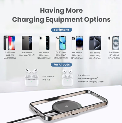 15W Rapid Wireless Charger, Compatible with iPhone 16 15 14 13 12 11 8 X XR SE Series, Charging Pad Compatible with AirPods, Slim Portable Design, Black(3 Pack)