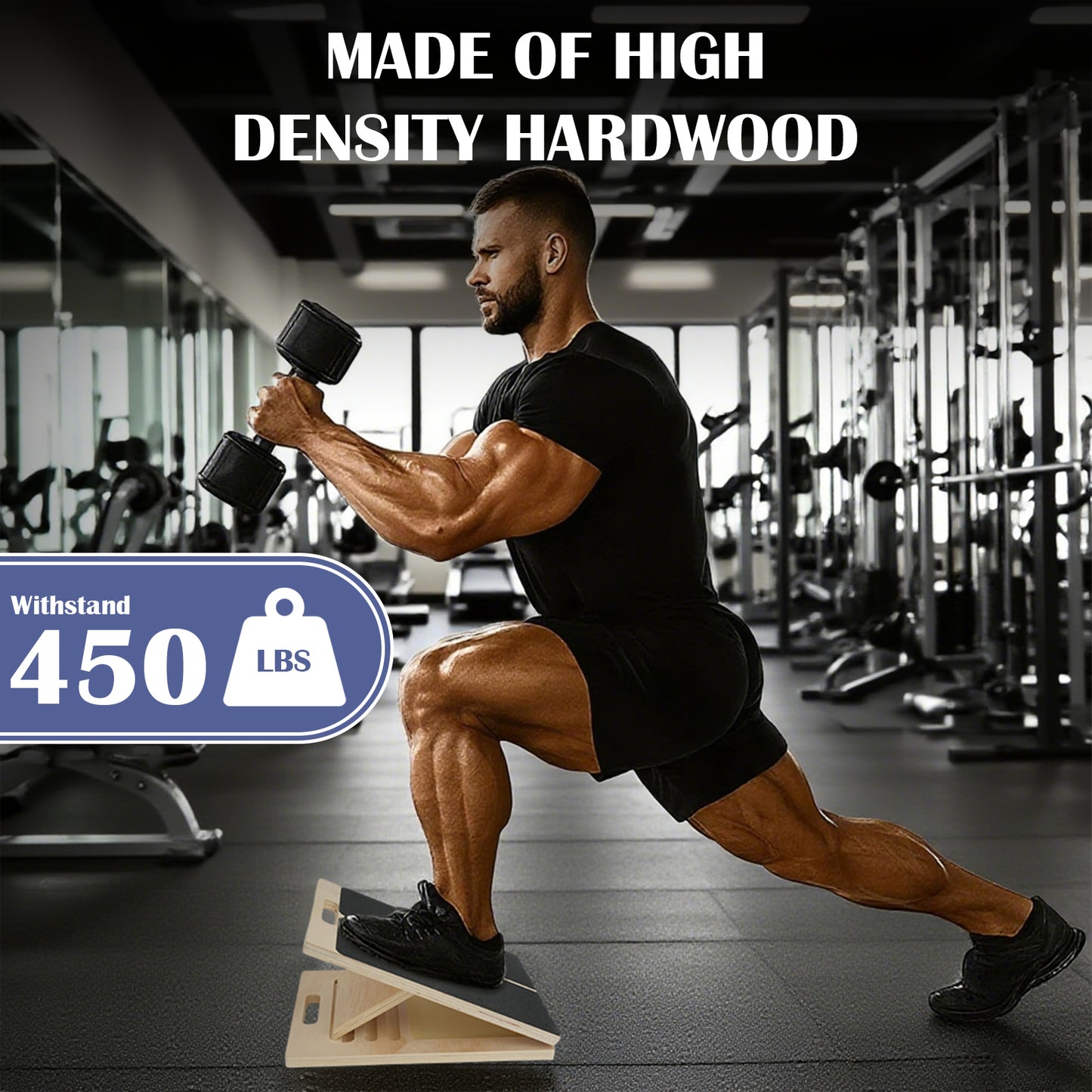 ALSO GO Slant Board for Calf Stretching, Adjustable Wooden Incline Board, Portable Wooden Stretching Board, 450 Lbs Weight Capacity Calf Stretch Wedge for Exercise