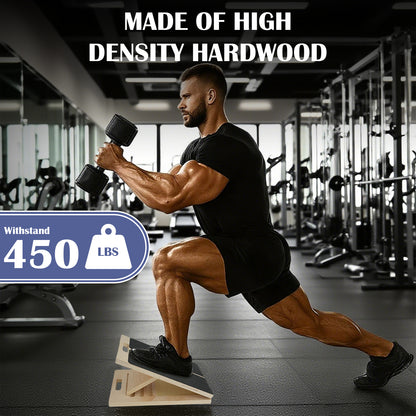 ALSO GO Slant Board for Calf Stretching, Adjustable Wooden Incline Board, Portable Wooden Stretching Board, 450 Lbs Weight Capacity Calf Stretch Wedge for Exercise