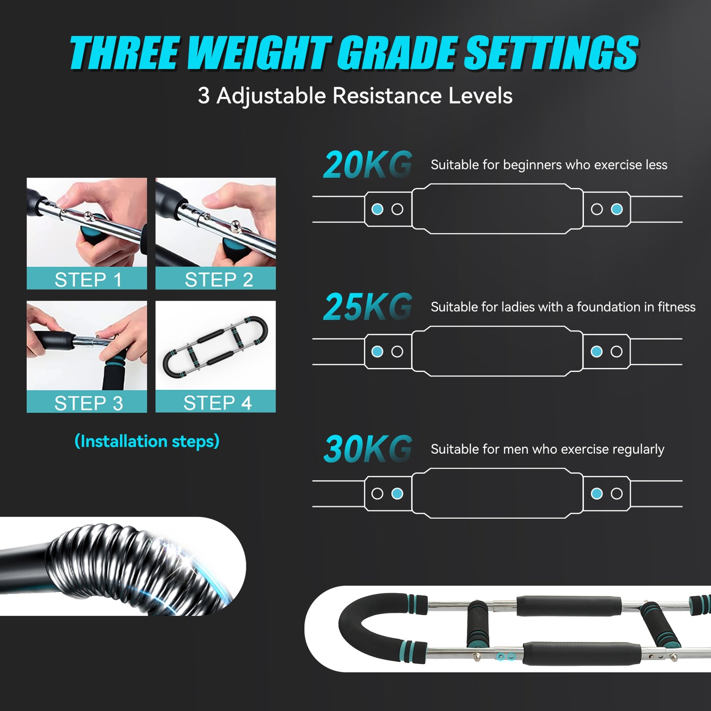 Twister Arm Trainer, Portable Arm Trainer Chest Workout, for Man/Woman, Multi-Functional Adjustable U-Shaped Arm Exerciser, Home Gym Equipment