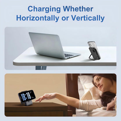 Magnetic Power Bank,10000mAh Wireless Portable Charger with LED Display, Built-in Cables, Magsafe Charger with Foldable Stand, 20W PD Fast Charging