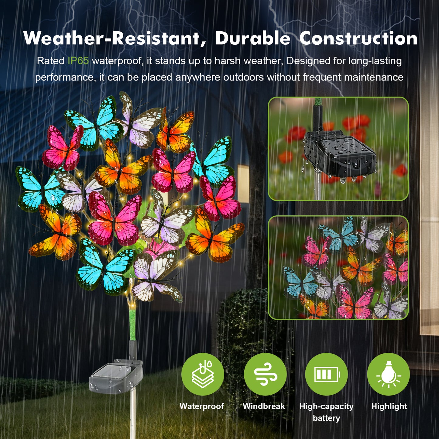 TopZoo Solar Garden Stake Lights, 4 PCS Decorative Solar Lights Outdoor with 43 LED 17 Butterfly Flower Garden Decor Waterproof, Outdoor Decor for Yard Patio Lawn Christmas