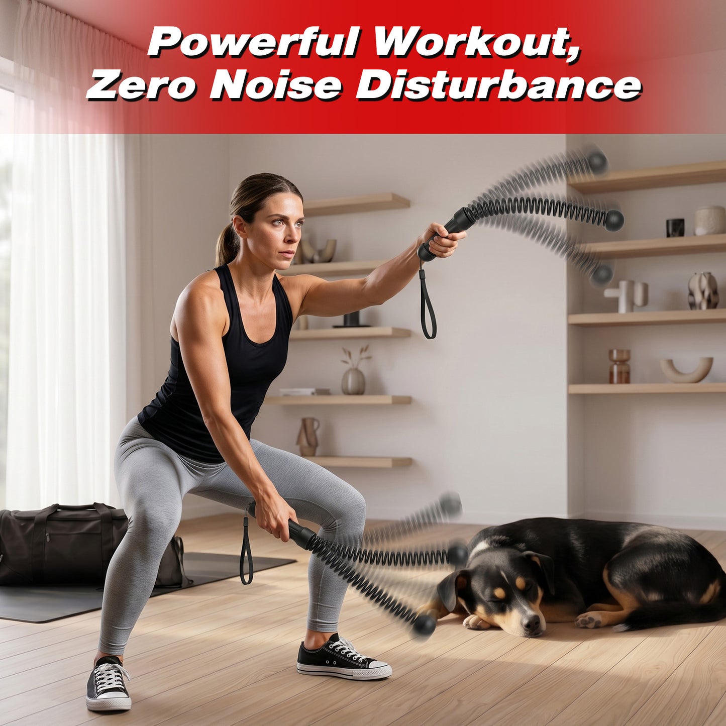 Rican Weighted Ropeless Battle Ropes, 2 PCS Cordless Sticks for HIIT Cardio & Full Body Strength Training, Portable Home Gym Equipment