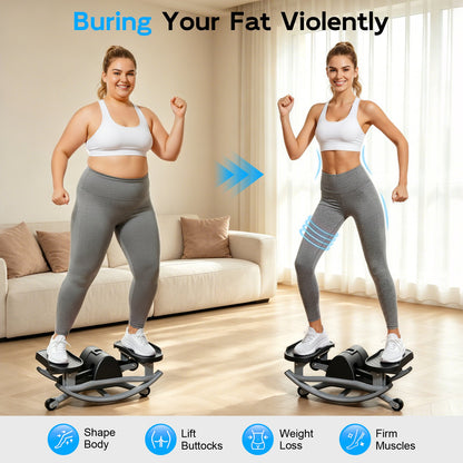 RICAN Smart Lateral Rocking Fitness Stepper, Low-Impact Portable Exercise Stepper with Digital Monitor, Resistance Bands & Floor Mat, Sliver