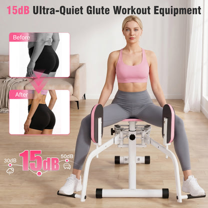 RICAN Hip Abductor Machine for Women, 2-in-1 Compact Glute & Thigh Trainer, Adjustable Resistance Inner Thigh Toner and Outer Thigh Sculptor, Booty Builder for Home Leg Workout Equipment ¨C Pink/White