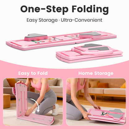 RICAN 7 in 1 Foldable Pilates board, Pilates Reformer Set with 330LBS, Portable Home Pilates for Women Workout, Fitness, Exercise, Abs, Pink