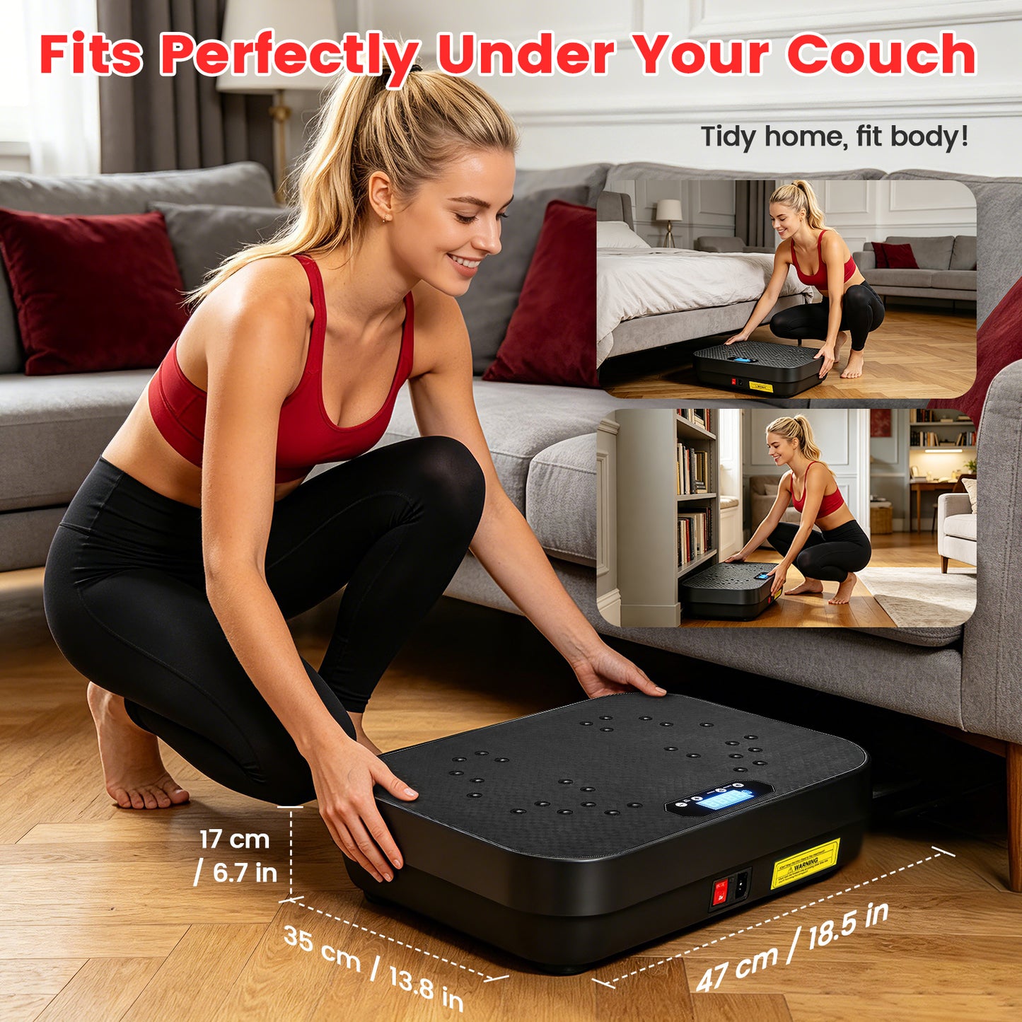 Vibration Plate Exercise Machine, Full Body Workout Vibration Platform with Loop Bands & Remote Control for Home Fitness & Weight Loss & Muscle Toning, Black