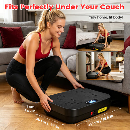 Vibration Plate Exercise Machine, Full Body Workout Vibration Platform with Loop Bands & Remote Control for Home Fitness & Weight Loss & Muscle Toning, Black