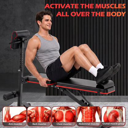 Adjustable Weight Bench Multifunctional Workout Bench for Full Body Exercise Home Gym with Accessories Ideal for Strength Training