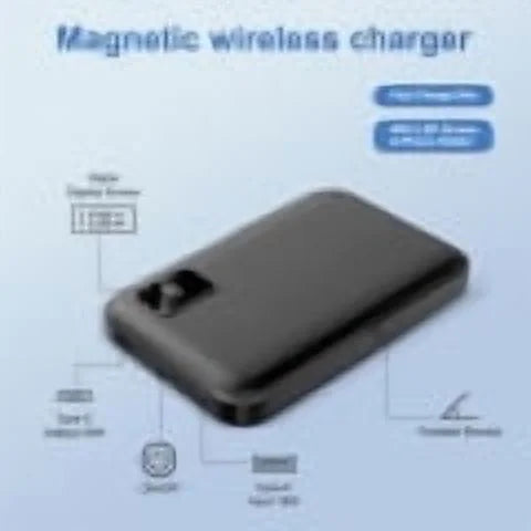 Magnetic Power Bank, 10000mAh Wireless Portable Charger with Foldable Stand, Magnetic Battery Pack with LED Display, 20W PD Fast Charging Compatible with iPhone 17 16 15 14 13 12, Black