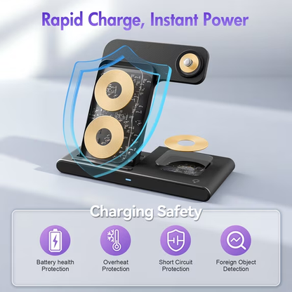 Charging Station,Wireless Charger,Magnetic Fast Charging Stand Compatible with iPhone 17 16 15 14 13 12 11 Pro Max Plus XS XR X 8, for iWatch 9 8 7 6 5 4 3 2 SE,for AirPods 3 2 Pro