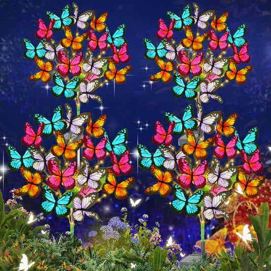 TopZoo Solar Garden Stake Lights, 4 PCS Decorative Solar Lights Outdoor with 43 LED 17 Butterfly Flower Garden Decor Waterproof, Outdoor Decor for Yard Patio Lawn Christmas