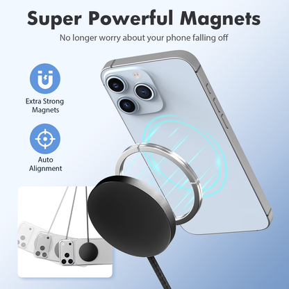 25W Wireless Charger, Charging Pad for iPhone 17 16 15 13 14 12 Series, Fast Qi2.2 Magnetic Portable Charger for AirPods 4 3 2, Strong Magnet, Ideal for Travel Home Office, Black(1 Pack)