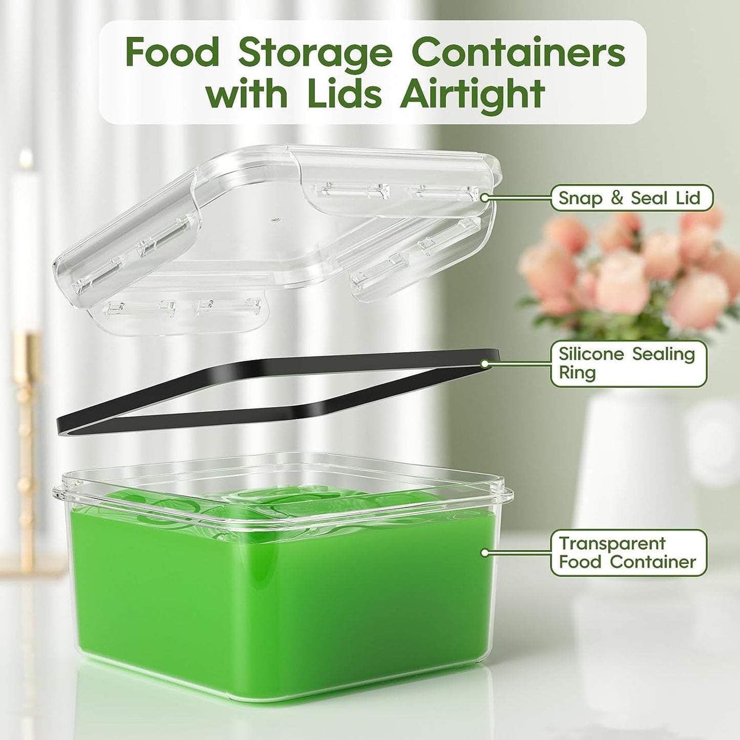 Food Storage Containers with Lids, 52 Piece Leak Proof Clear Plastic Food Container for Food, BPA-Free, Food Meal Storage Set, Meal Prep Container Stackable Containers, PP+Silicone