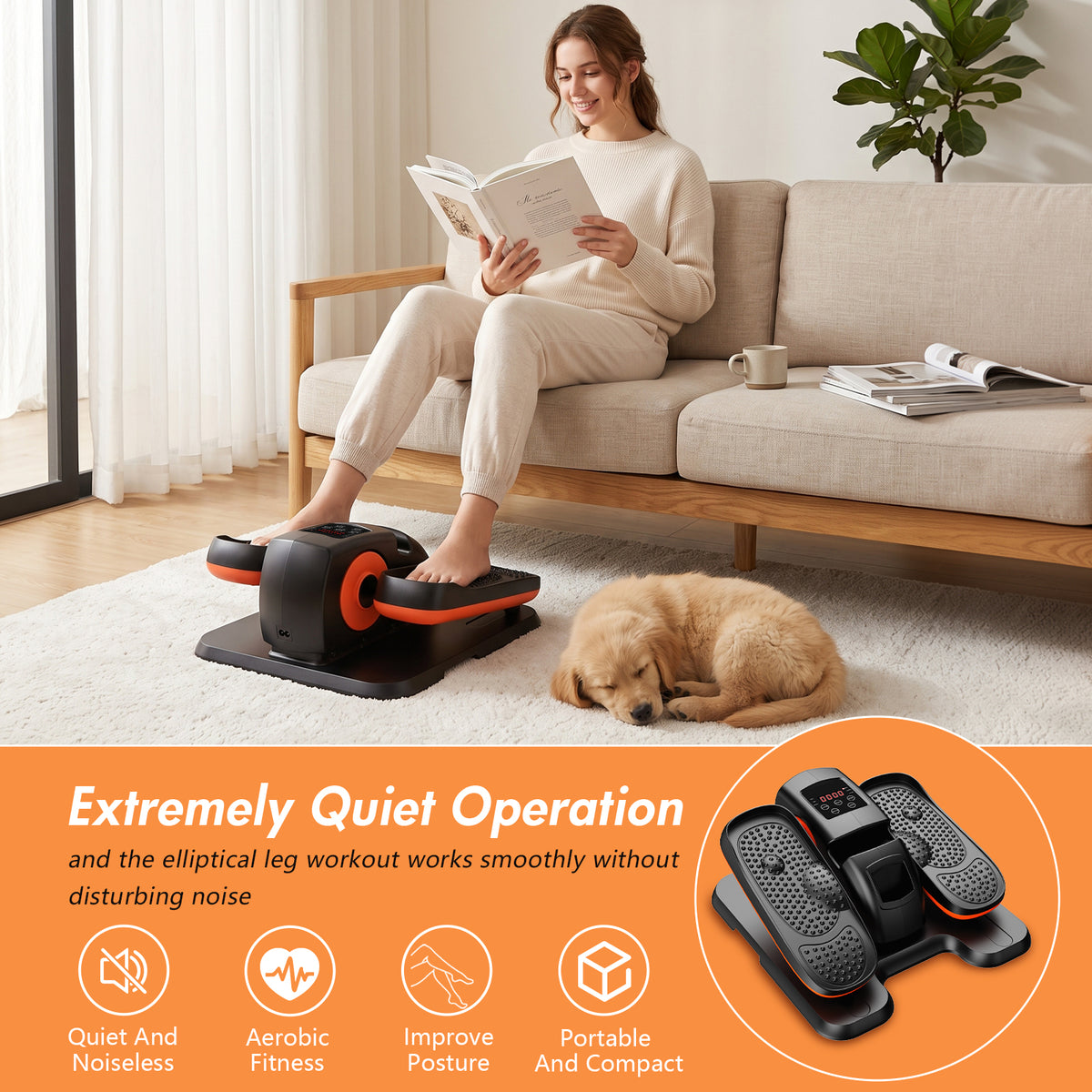 ALSO GO Under Desk Elliptical, Ellipse Leg Exerciser While Sitting, Elliptical Exercise Machine
