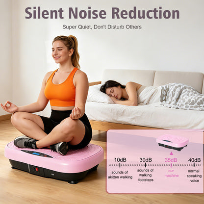RICAN Vibration Plate Exercise Machine with Bluetooth, Resistance Bands, Loop Bands & Remote Control for Weight Loss Fat Burner, Pink