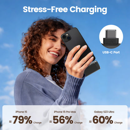 Portable Charger, 5000mAh Power Bank with Foldable USB-C Plug, 22.5W Mini Charger Battery Pack Compatible with iPhone 15 to 17, Black