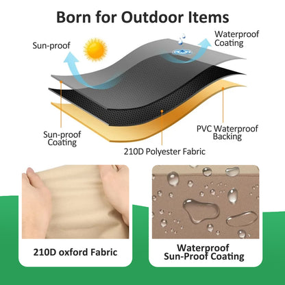 Baokaler Outdoor Furniture Covers, 600D Heavy Duty Waterproof Outdoor Chair Covers 2 Pack for Patio Garden, Beige&Mocha