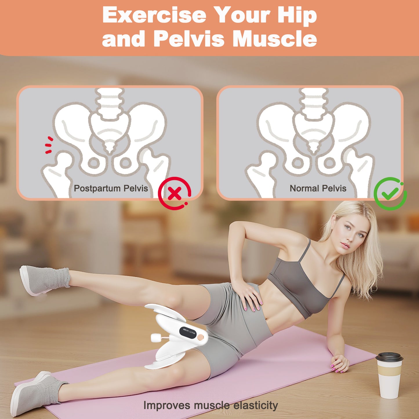 RICAN Thigh Trainer Thigh Exerciser, Leg and Inner Thigh Strength Exercise Equipment, Hip and Pelvis Trainer with Non-Slip Silicone Pads