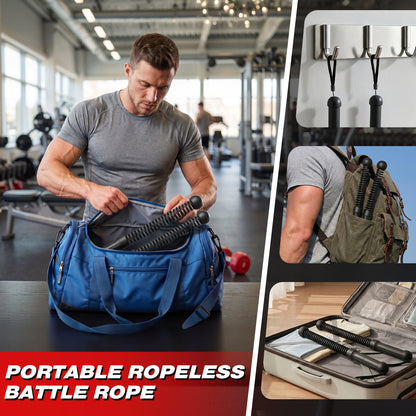 Rican Weighted Ropeless Battle Ropes, 2 PCS Cordless Sticks for HIIT Cardio & Full Body Strength Training, Portable Home Gym Equipment