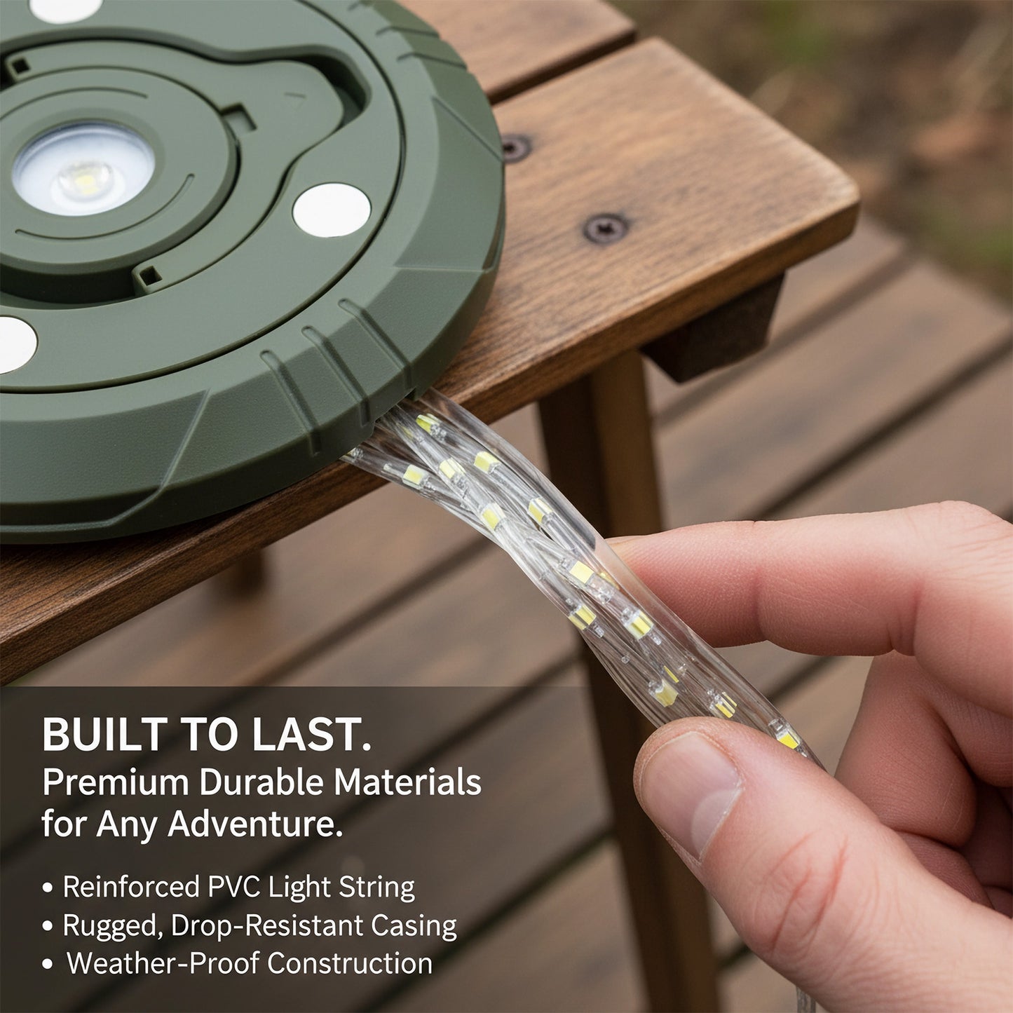 BAOKALER Camping String Lights Retractable, 32.8ft Outdoor Lanterns with 5 Lighting Modes, 2000MAH Camping Lights Rechargeable, USB, Waterproof