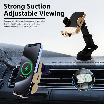 Wireless Car Charger,15W Fast Charging Auto-Clamping Car Charger Phone Mount Air Vent Cell Phone Holder for iPhone 17/16/15/14/13/Pro/12 pro/12/11,Samsung Galaxy S23/S22/S21/S20,etc