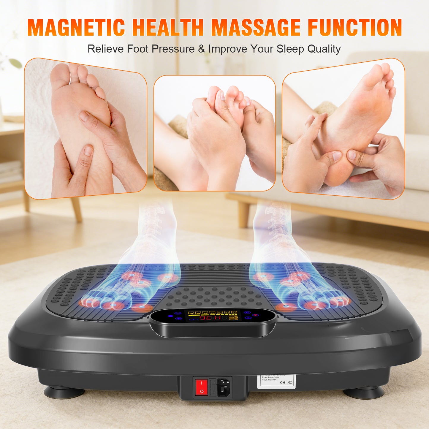 Vibration Plate Exercise Machine, 450 lbs Weight Capacity Vibrate Board with Remote & Resistance Bands for Effective Weight Loss, Muscle Toning, and Body Contouring