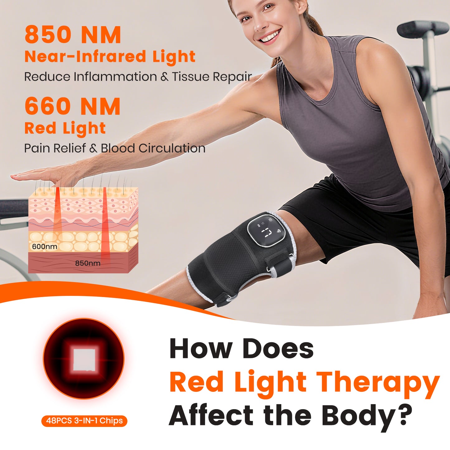 Knee Massager with Heating and Red Light, Vibration Knee Brace Wireless Rechargeable Heated Device for Knee/Joint/Elbow/Shoulder, Ideal Gift for Family