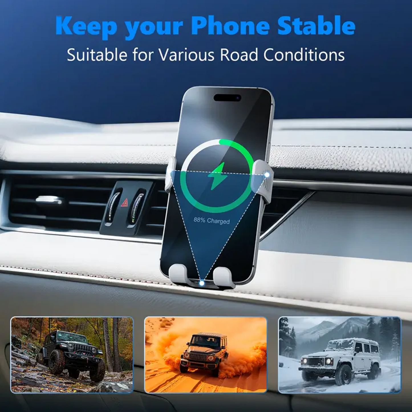 Wireless Car Charger,15W Fast Phone Wireless Charger for Car Auto Clamping,Wireless Car Charger Mounts