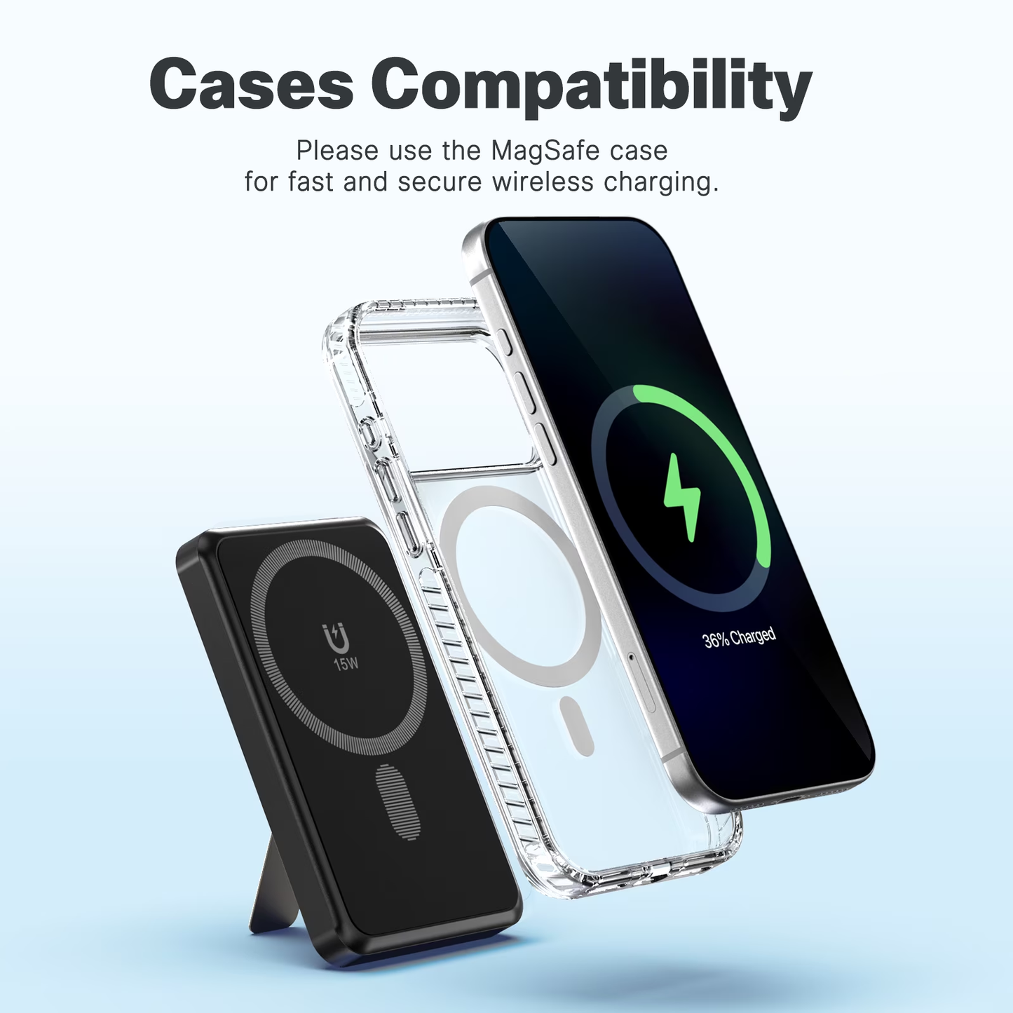 10000mAh Magnetic Wireless Power Bank Portable Charger, 22.5W Fast Charging Battery Pack with Type-C & Mobile Phone Charging Cables, for iPhone 12-17, Black