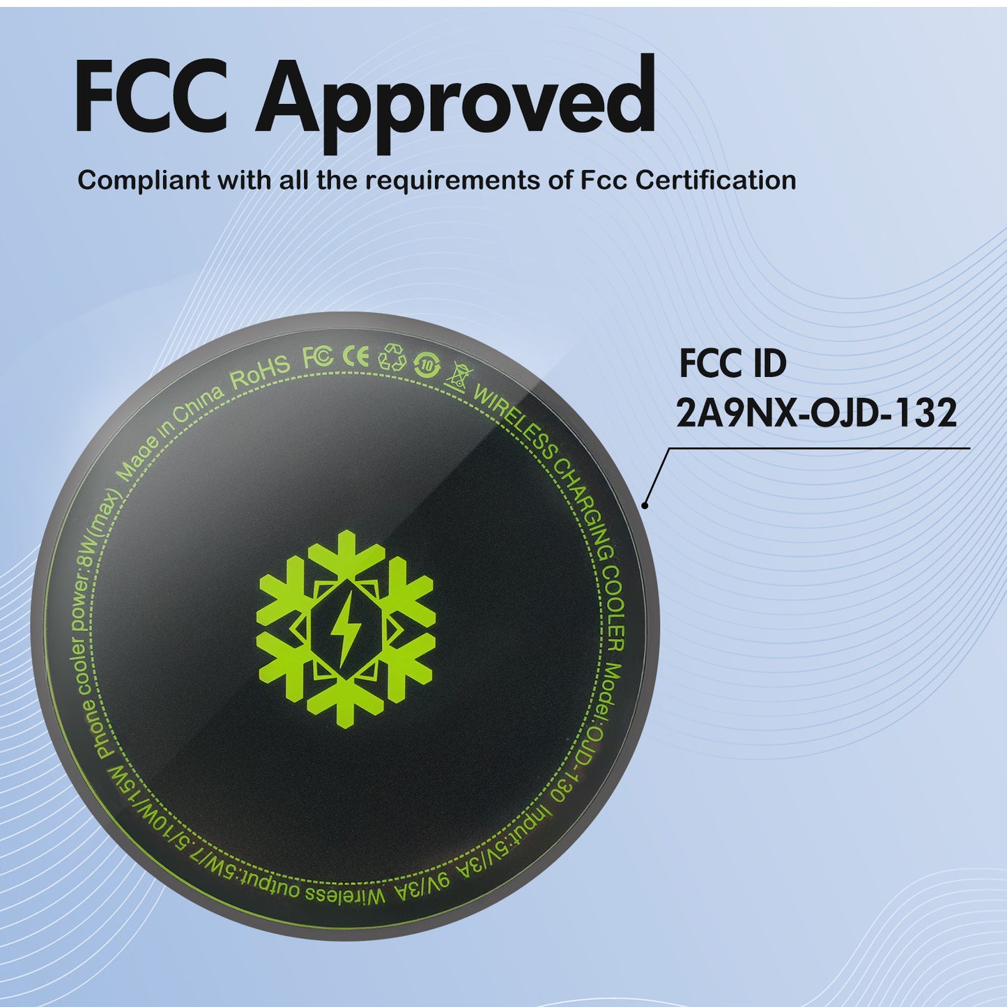 Wireless Charger, Wireless Cooling Charger for iPhone 17 16 15 14 13 12, for AirPods 4 3 2, 10W Wireless Charging Pad with Built-in Fan, Phone Cooler for Gaming, Black