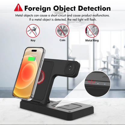 Wireless Charger,3 in 1 Charging Station Compatible with iPhone 14 13 12 11 8 Pro Max X XR XS, Samsung Galaxy, Apple Charging Station for AirPods 3 2 Pro, and for iWatch Series(Black)